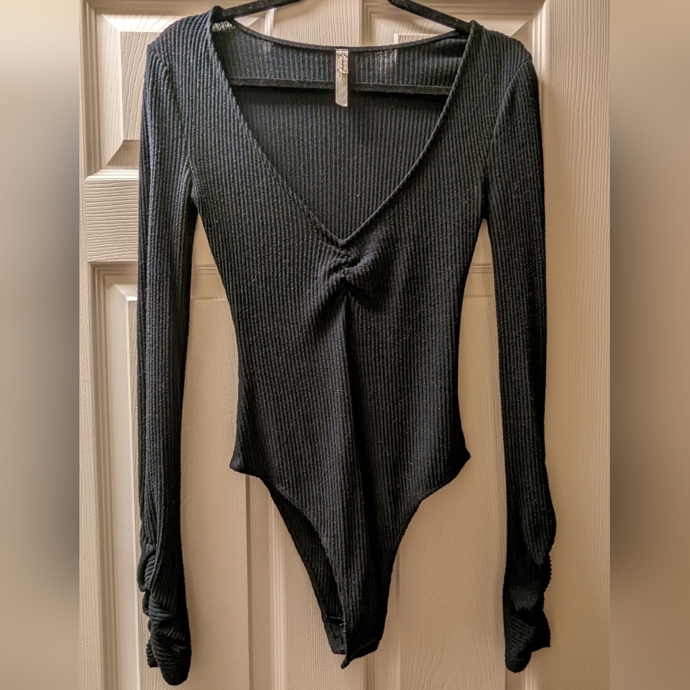 Intimately Free People Black Ribbed Bodysuit